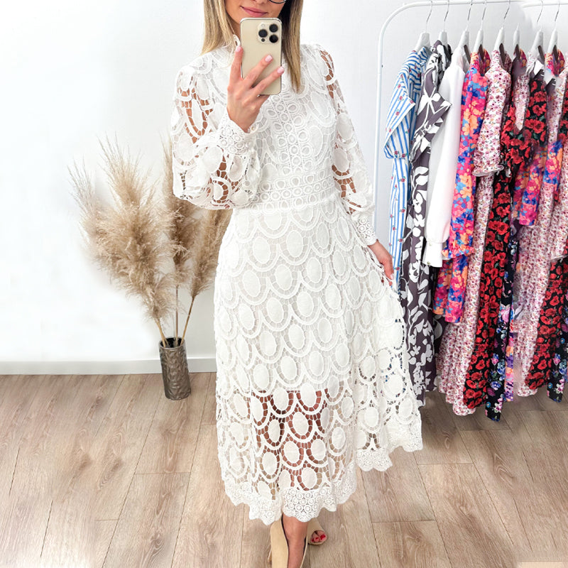 🛍️ Eleganta mežģīņu kleita sievietēm ar garām piedurknēm-LV
