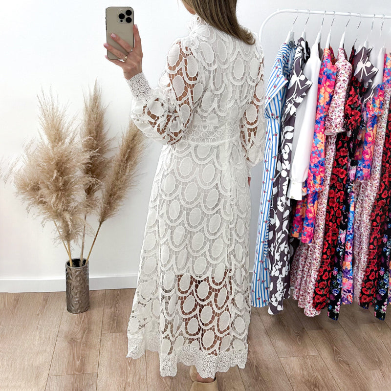 🛍️ Eleganta mežģīņu kleita sievietēm ar garām piedurknēm-LV