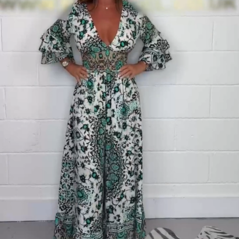 Mono de mujer con estampado y escote en pico tallas S-5XL-ES