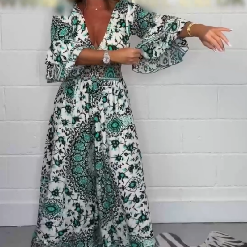 Mono de mujer con estampado y escote en pico tallas S-5XL-ES