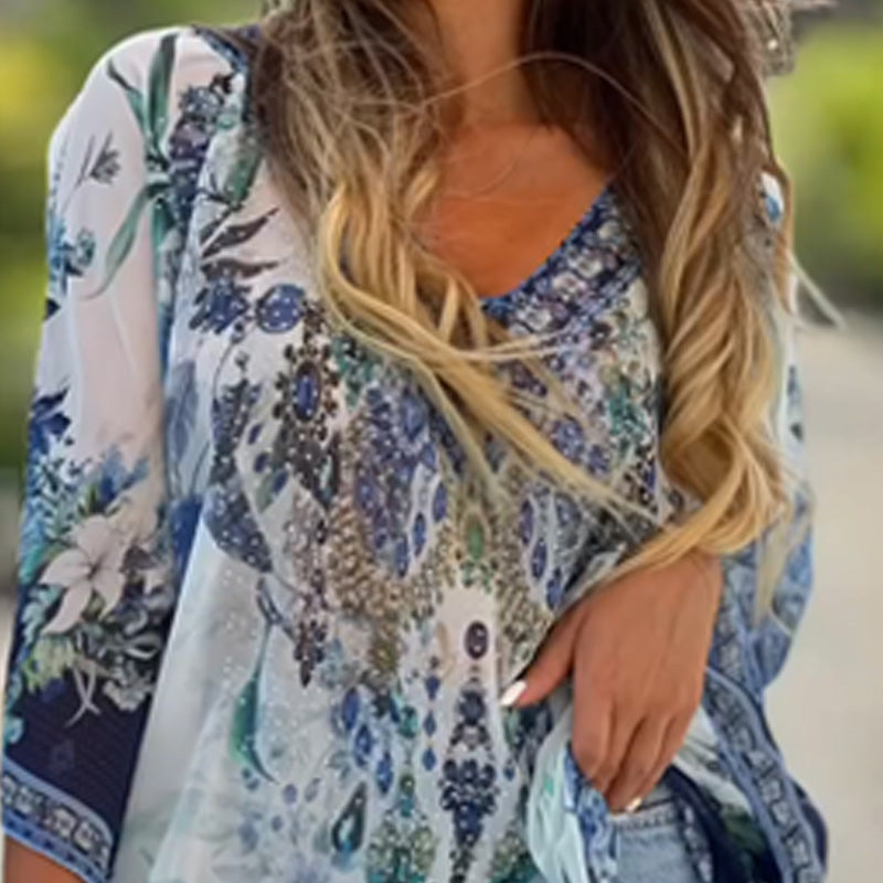 [S-5XL]🥰 Vestido checo asimétrico suelto con escote en V-ES