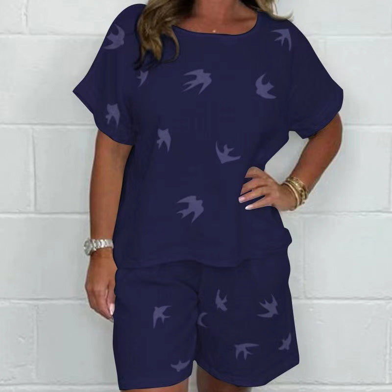 Traje casual cómodo de manga corta con estampado [S-3XL]-ES