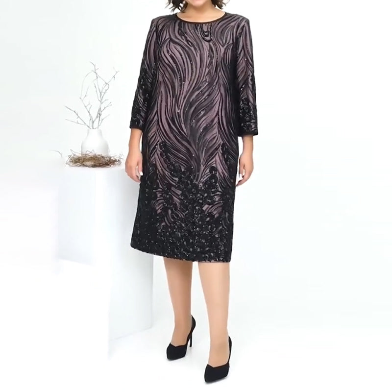 Moteriška A formos vakarinė suknelė su blizgučiais-LT