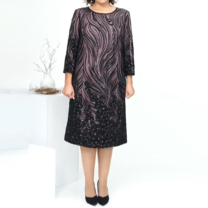 Moteriška A formos vakarinė suknelė su blizgučiais-LT