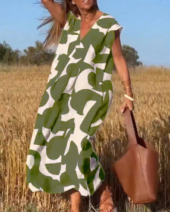 💕Αμάνικο φόρεμα με λαιμόκοψη σε V-GR