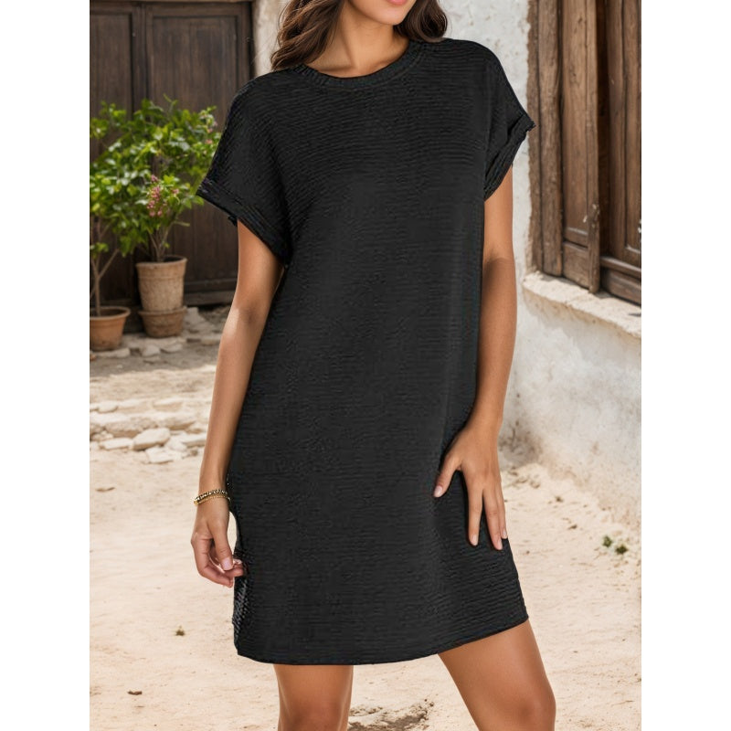 🌷Vestido suelto de mujer con mangas remangadas y bolsillos-ES