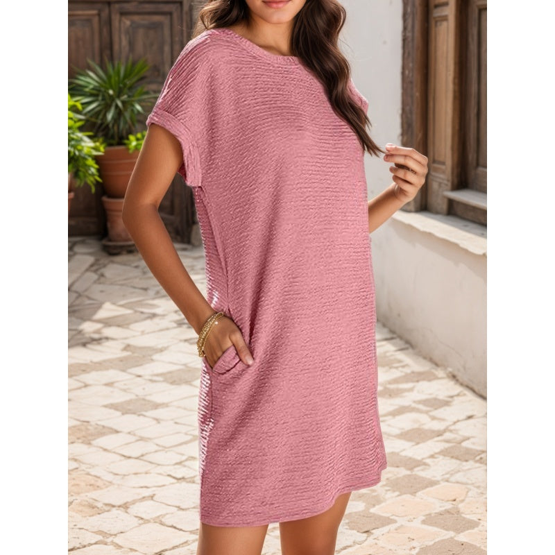 🌷Vestido suelto de mujer con mangas remangadas y bolsillos-ES