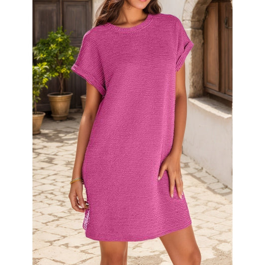 🌷Vestido suelto de mujer con mangas remangadas y bolsillos-ES