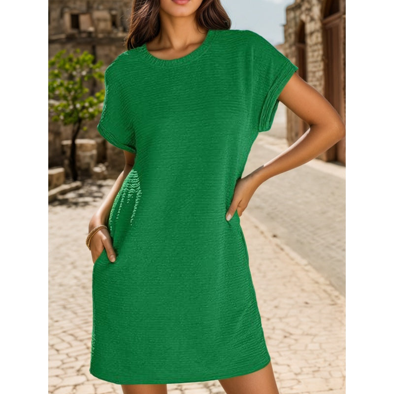 🌷Vestido suelto de mujer con mangas remangadas y bolsillos-ES