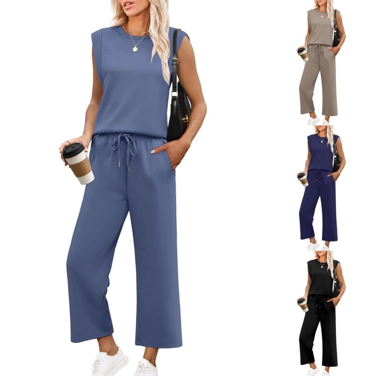 🔥2025 Nuevo conjunto de mujer -50% Top sin mangas + pantalón ancho-ES