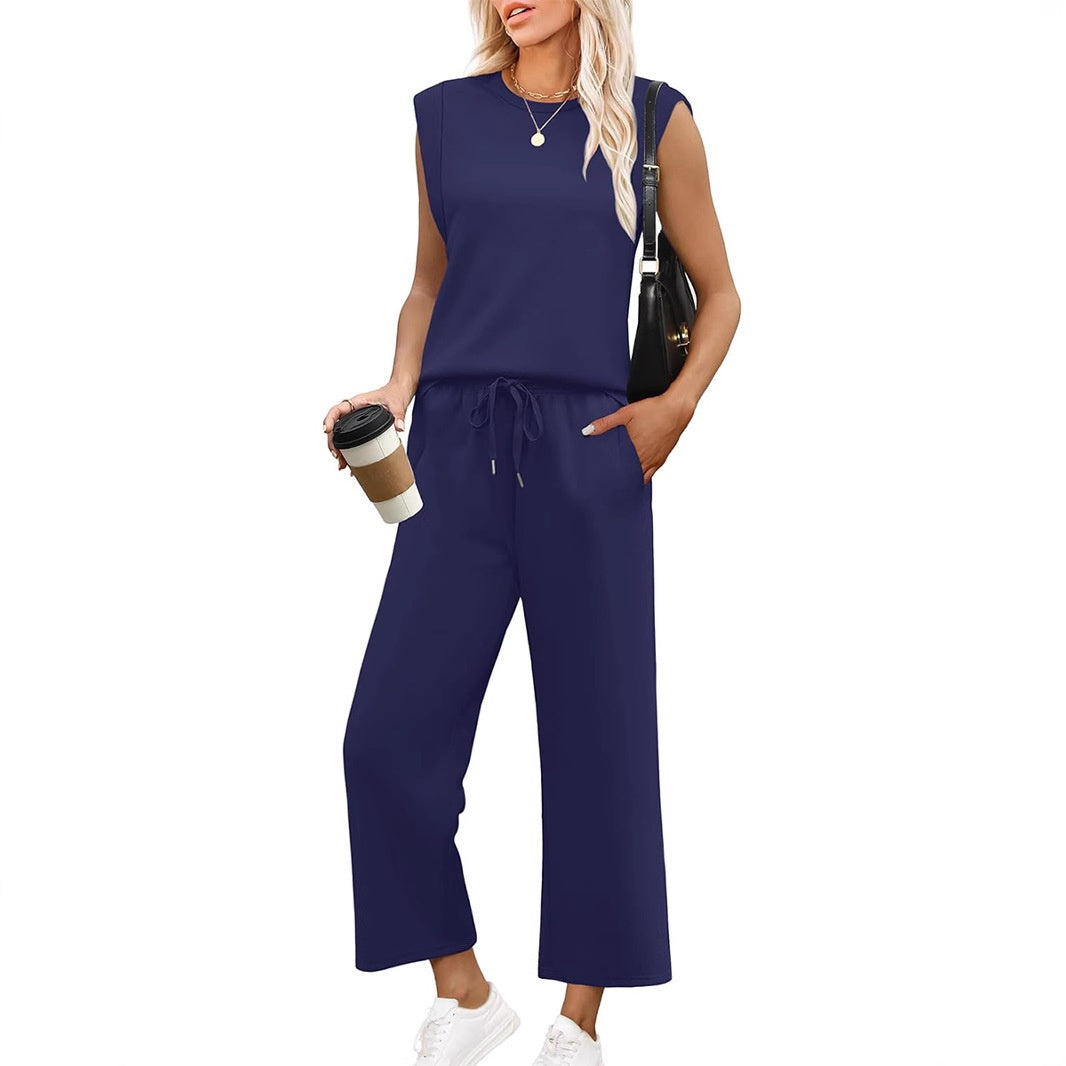 🔥2025 Nuevo conjunto de mujer -50% Top sin mangas + pantalón ancho-ES