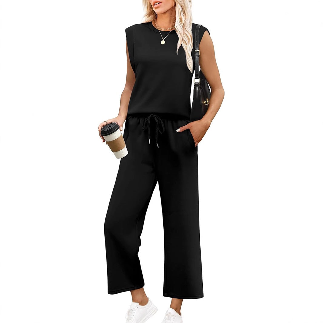🔥2025 Nuevo conjunto de mujer -50% Top sin mangas + pantalón ancho-ES