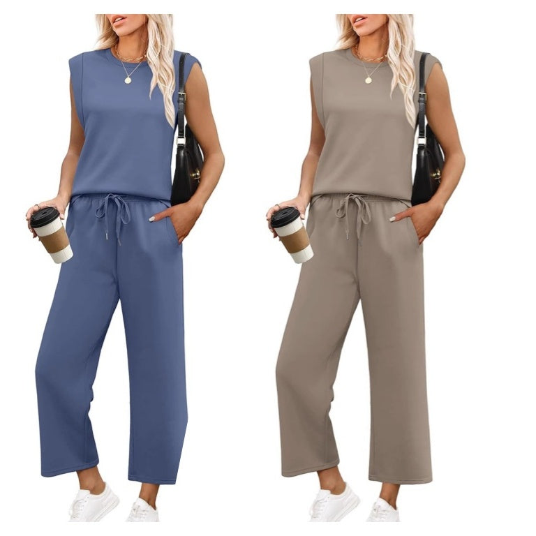🔥2025 Nuevo conjunto de mujer -50% Top sin mangas + pantalón ancho-ES