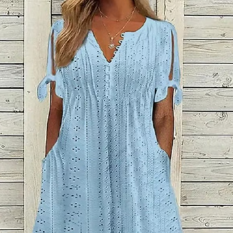 Elegante vestido de mujer con escote en V.-ES