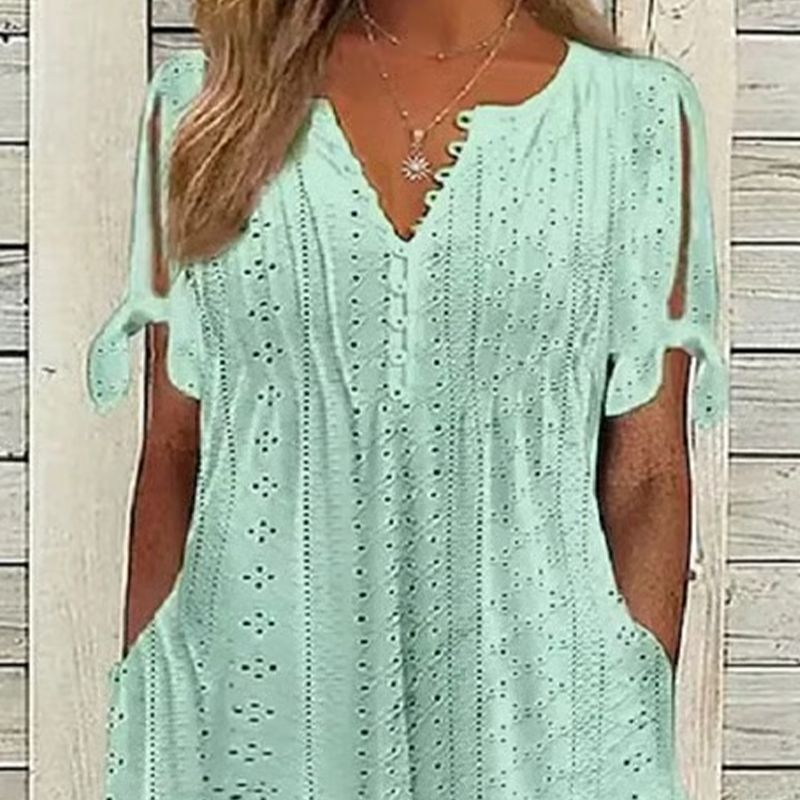 Elegante vestido de mujer con escote en V.-ES