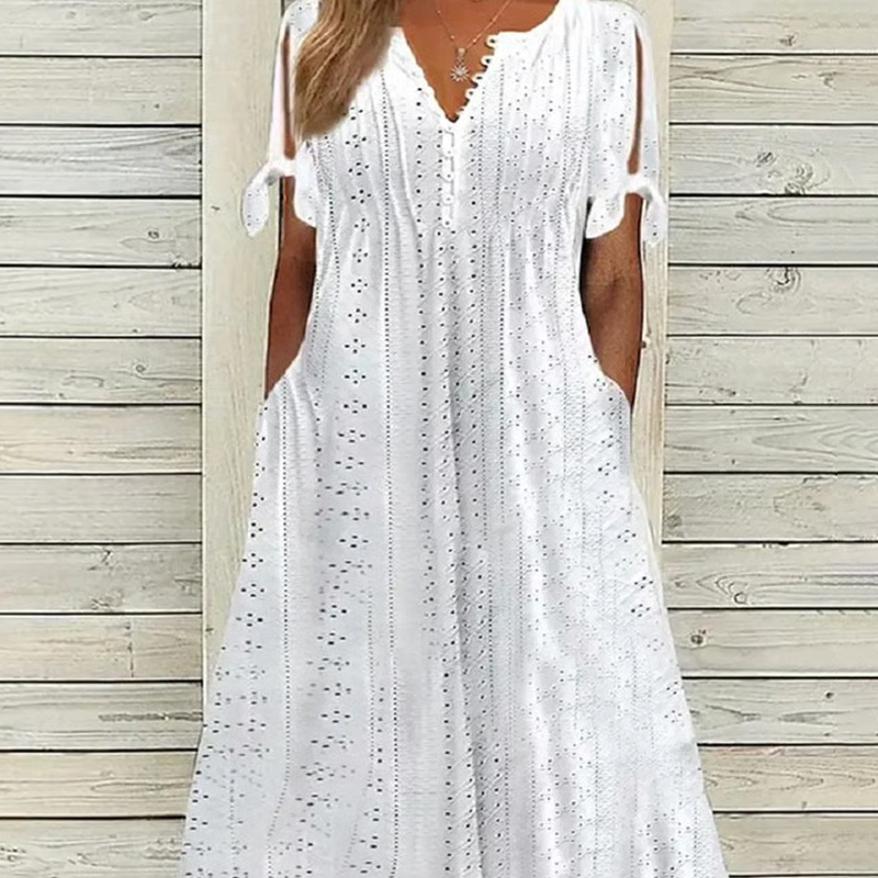 Elegante vestido de mujer con escote en V.-ES