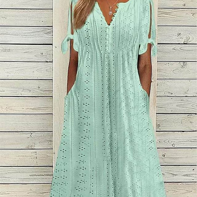 Elegante vestido de mujer con escote en V.-ES