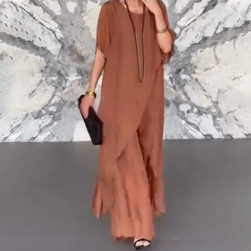 🛍️✨ Dámsky set pozostávajúci z nepravidelnej blúzky a ľahkých nohavíc-SK