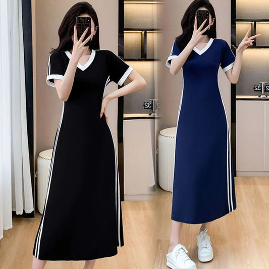 【M-4XL】👗Moteriška laisvalaikio ir paprasta suknelė V formos iškirpte-LT