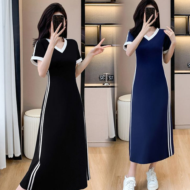 【M-4XL】👗Moteriška laisvalaikio ir paprasta suknelė V formos iškirpte-LT
