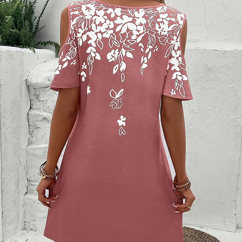 🌼【S-2XL】Vestido midi con estampado floral y mangas recortadas-ES