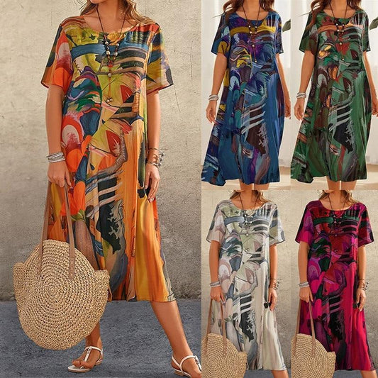 [S-5XL]✨Vestido vaporoso en colores tropicales brillantes-ES