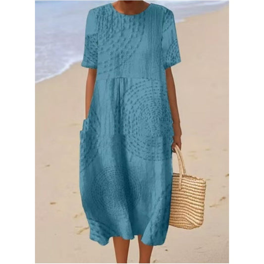 Vestido midi holgado informal para mujer-ES