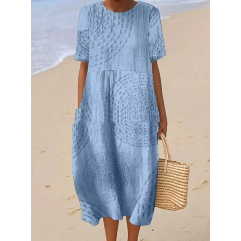Vestido midi holgado informal para mujer-ES