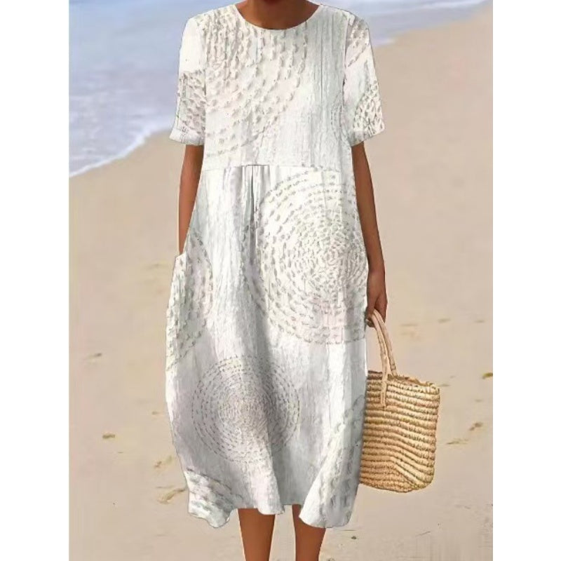 Vestido midi holgado informal para mujer-ES