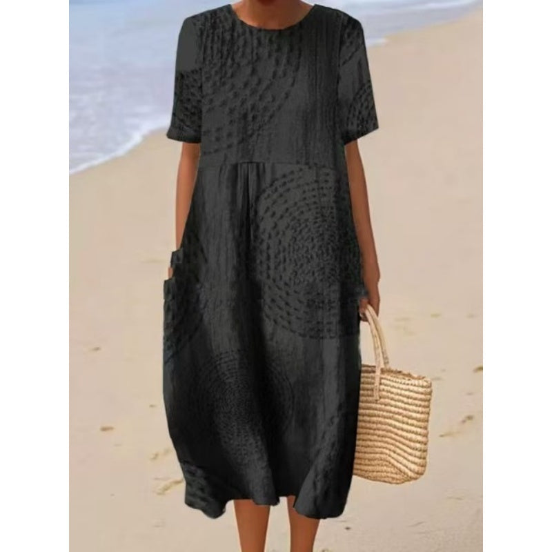Vestido midi holgado informal para mujer-ES