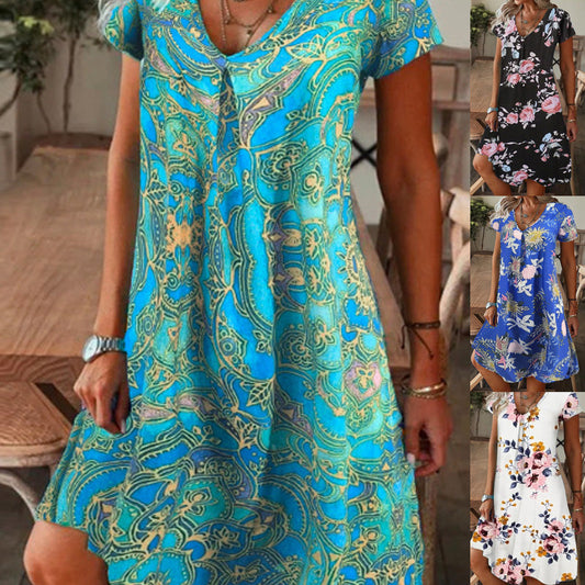 【M-3XL】🌺Vestido elegante con estampado floral-ES