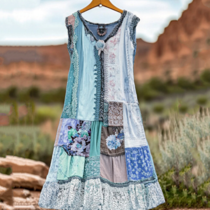 🔥Vestido vintage sin mangas con estampado floral para mujer 🍃👗-ES