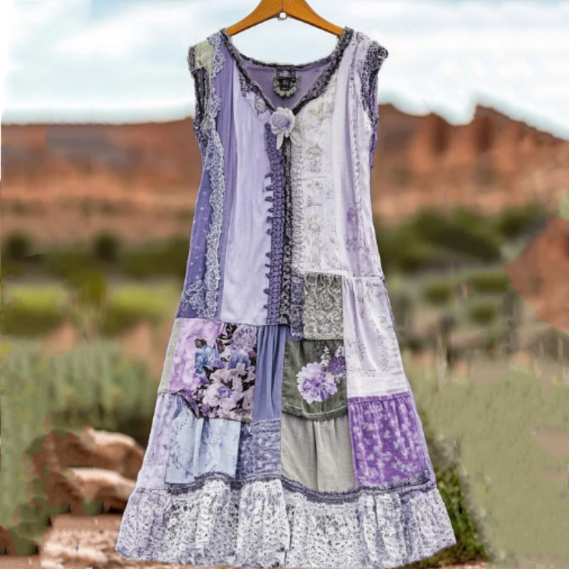 🔥Vestido vintage sin mangas con estampado floral para mujer 🍃👗-ES