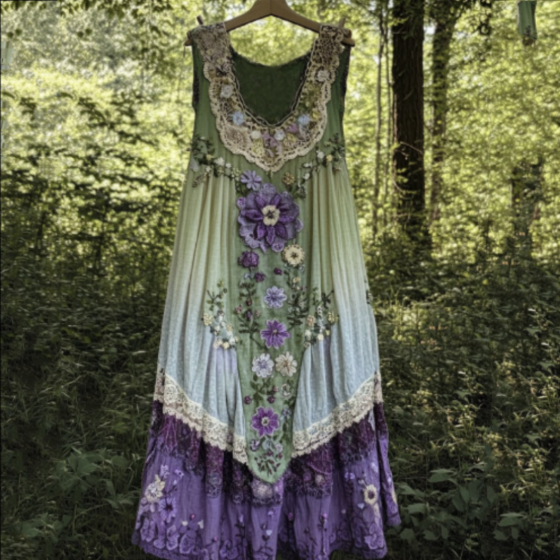 🔥Vestido vintage sin mangas con estampado floral para mujer 🍃👗-ES