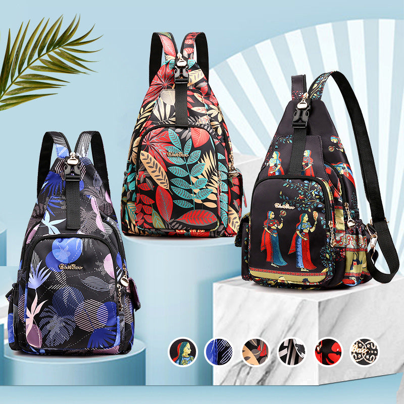 Mochila ligera, impermeable y multifuncional con estampado.-ES