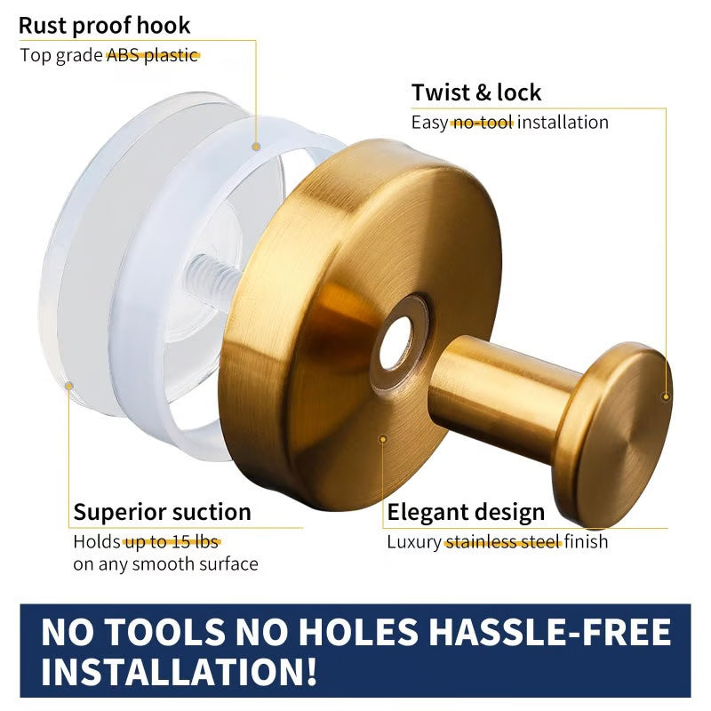 Nerūdijančio plieno sieninis kabliukas su siurbtuku-LT