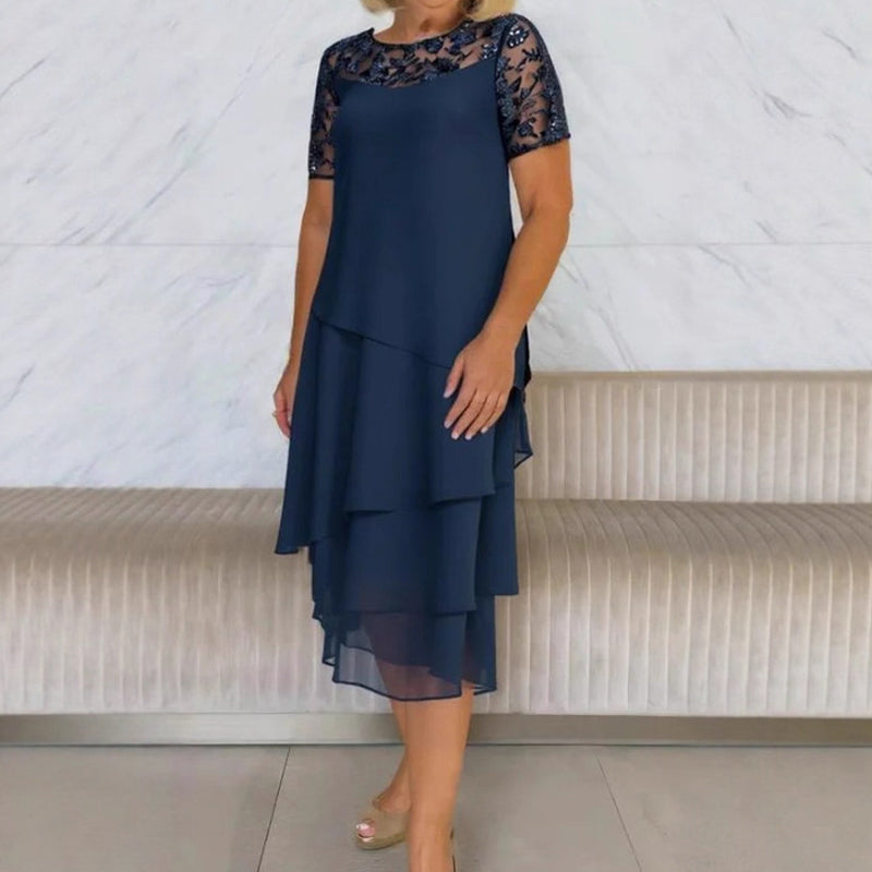 💖 [S-3XL] 👗✨️ Vestido midi de malla en capas para mujer-ES