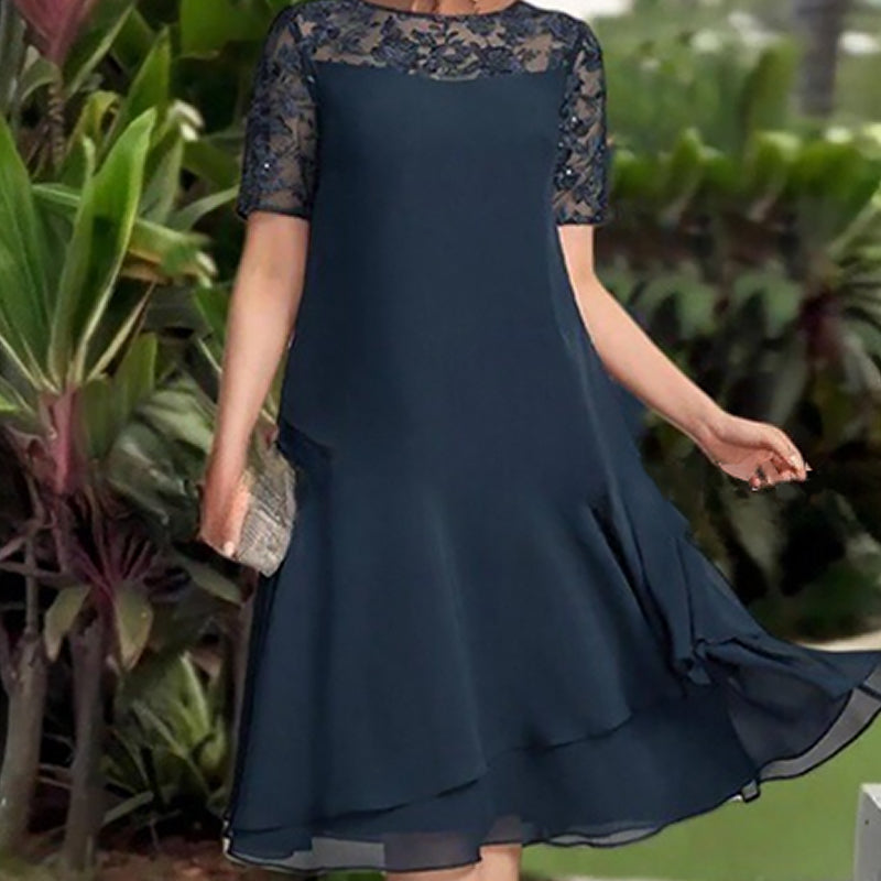 💖 [S-3XL] 👗✨️ Vestido midi de malla en capas para mujer-ES