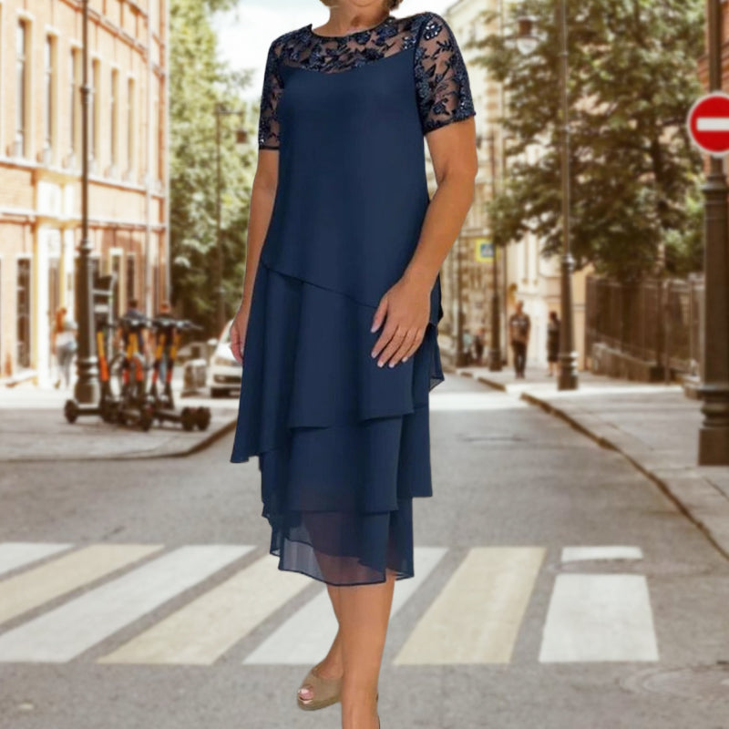 💖 [S-3XL] 👗✨️ Vestido midi de malla en capas para mujer-ES