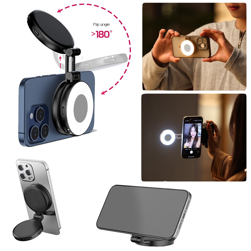 Anillo de luz magnético ajustable: ¡Iluminación perfecta para selfies y fotos! 📸✨-ES