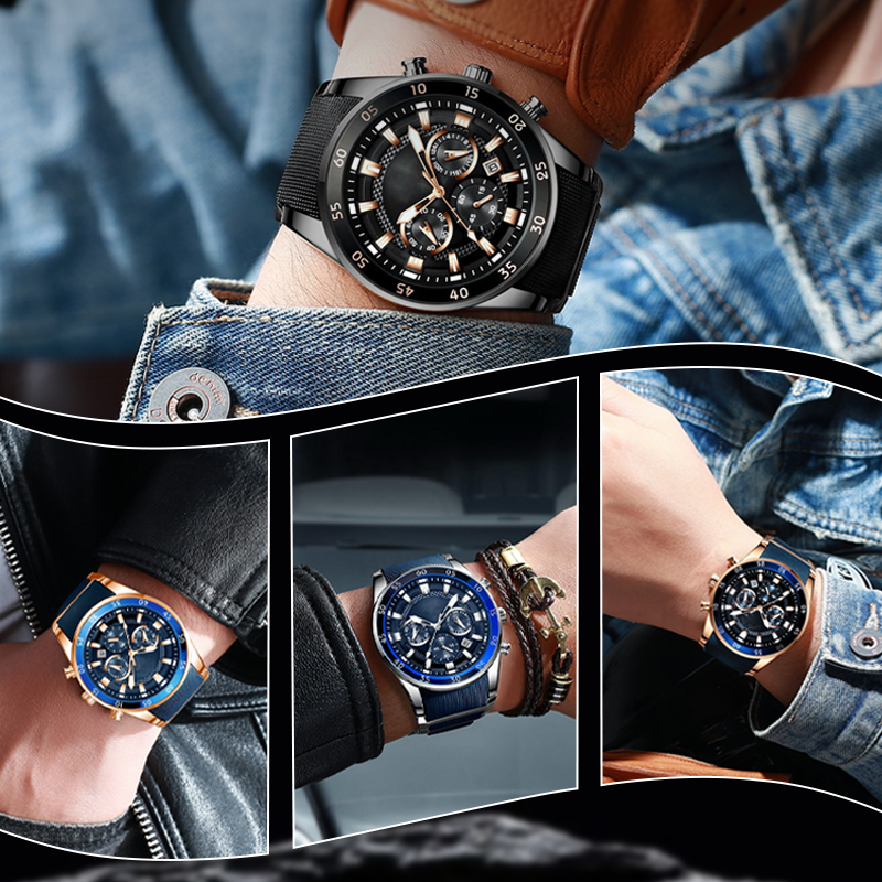 Reloj de cuarzo multifuncional resistente al agua para hombre⌚-ES