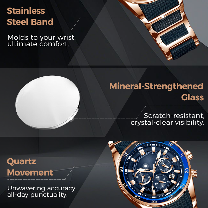 Reloj de cuarzo multifuncional resistente al agua para hombre⌚-ES