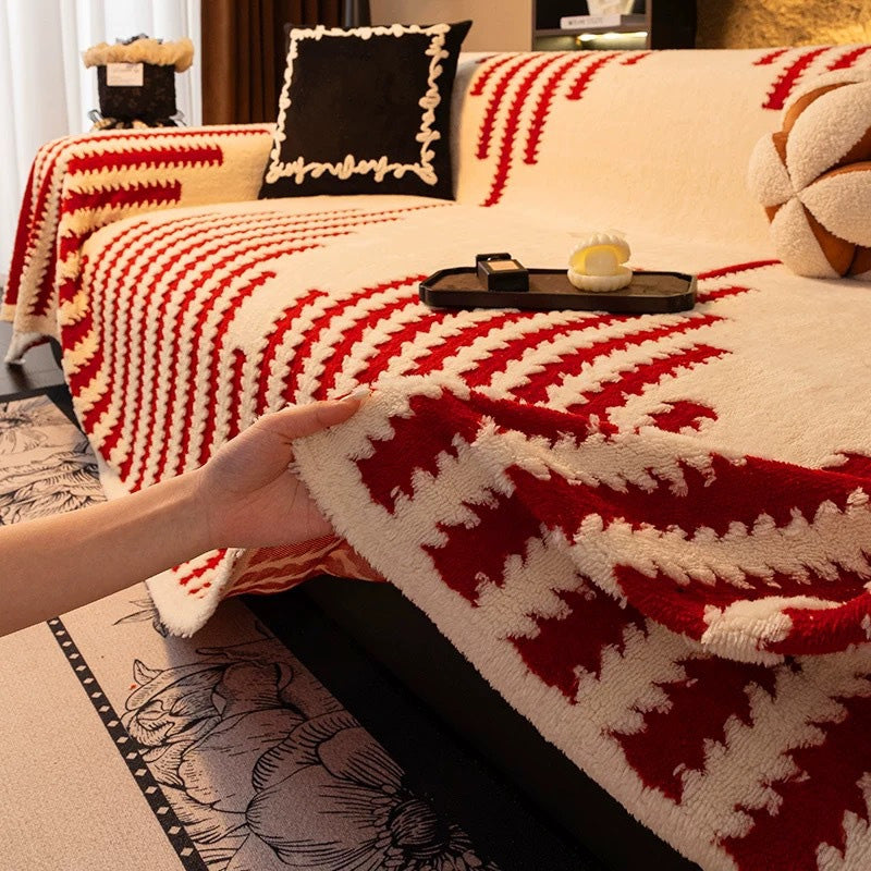 Minkštas, neslystantis pliušinis sofos užvalkalas-LT