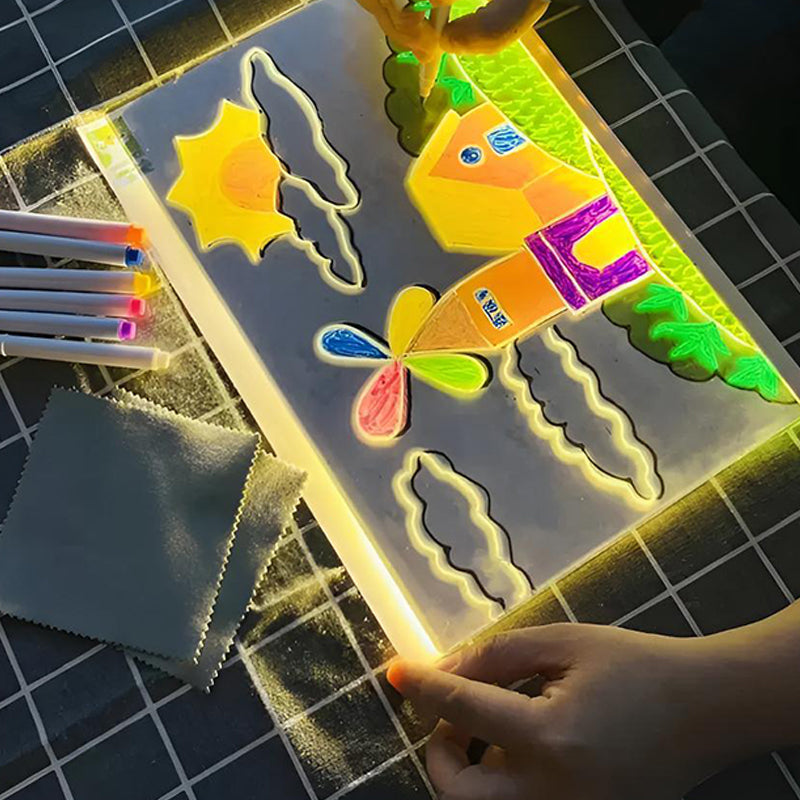 🔥👨‍🎨 Φωτιζόμενος ακρυλικός πίνακας σχεδίασης με βάση που σβήνει 🎨✨-GR