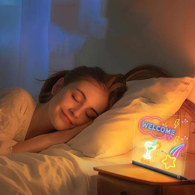 🔥👨‍🎨 Φωτιζόμενος ακρυλικός πίνακας σχεδίασης με βάση που σβήνει 🎨✨-GR