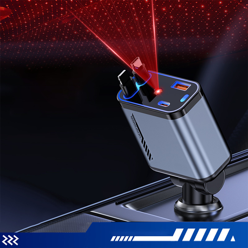 📱 Večnamenski avtomobilski polnilnik s hitrim polnjenjem in zložljivim kablom | Združljiv z vsemi pametnimi telefoni-SI