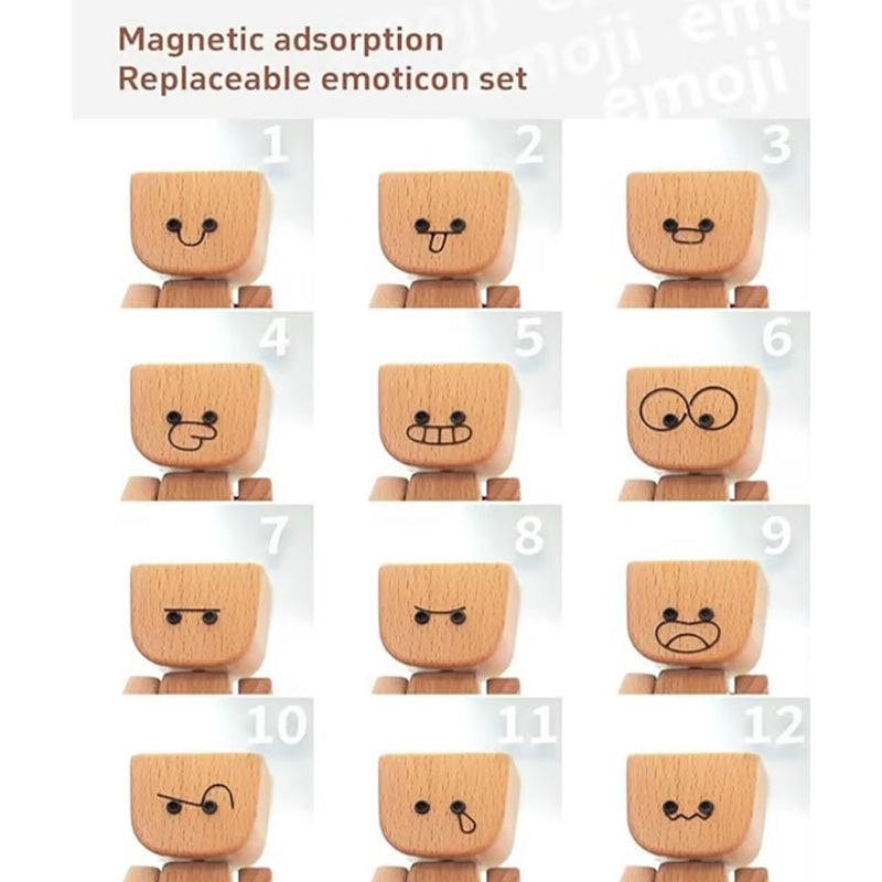 Αξιολάτρευτο μικρό ξύλινο ειδώλιο που κινείται με 12 διαφορετικές εκφράσεις προσώπου-GR