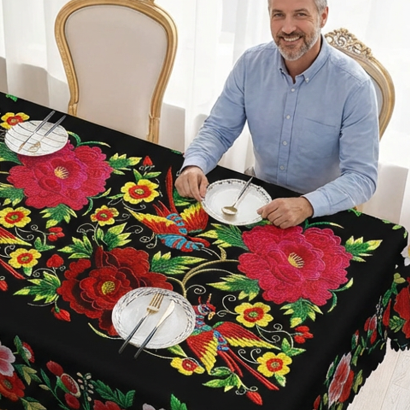 💖Prabangi spalvota žakardo staltiesė su banguotu kraštu-LT