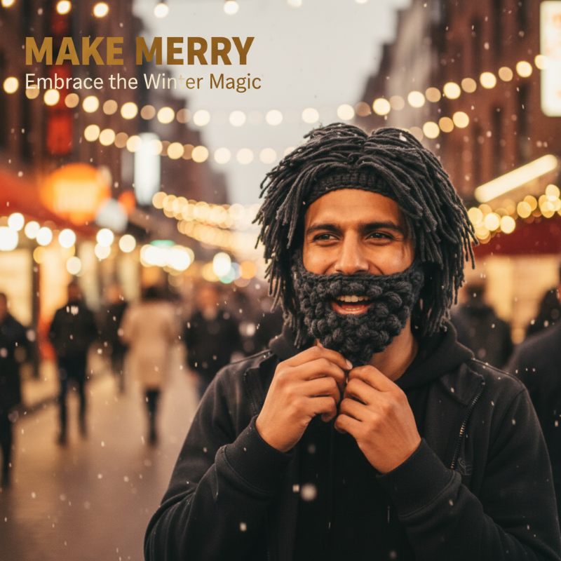 ⏰Kapa v punk stilu s preprosto lasuljo in pleteno brado-SI