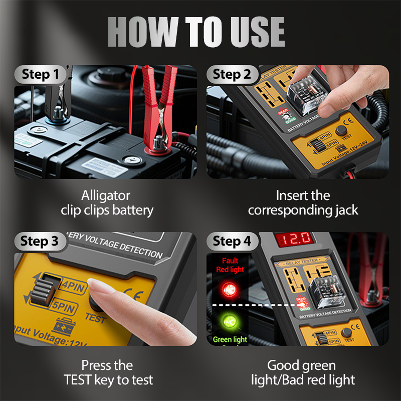 Tester napetosti avtomobilskih relejev z LED indikatorjem-SI